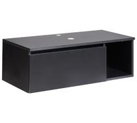 Meuble de Lavabo Suspendu Façade Cannelée avec 2 Étagères 80 x 40 cm Noir