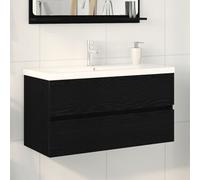 Meuble de Lavabo vidaXL avec basin intégré Chêne Noir Bois d'ingénierie, Meuble de Lavabo vidaXL Chêne Noir 90x38,5x45 cm Bois d'ingénierie