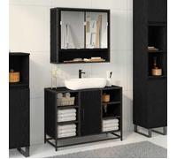 Meuble de Lavabo - vidaXL - Chêne noir - 80x33x60 cm - Bois d'ingénierie - Cadre acier