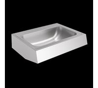 Meuble de lavage en série KWC, modèle ANIMA, en acier inoxydable, dimensions 1400 x 170 x 514 mm, 2 bacs, avec robinet de vidange