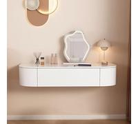 Meuble de maquillage mural avec miroir et tiroirs, ensemble de table de maquillage en bois avec tabouret rembourré pour chambre moderne et petits espaces, 120 x 40 x 17,8 cm