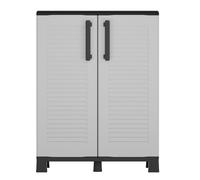 Meuble de rangement 2 portes 2 Etagères Gris 68 x 37 x 90cm Armoire de rangement basse