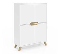 IDMarket Buffet Helsinki 4 portes 80 cm scandinave blanc