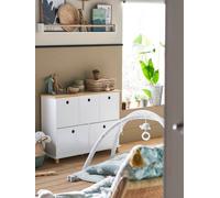 Meuble de rangement 5 bacs LIGNE PTILOU blanc/bois TU
