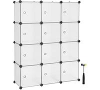 Meuble de Rangement à 12 Compartiments - SONGMICS - Armoire en Plastique avec Portes - Blanc