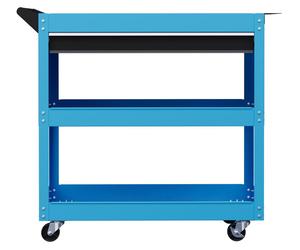 Meuble de rangement à 3 niveaux avec tiroir, chariot à outils, coffret à outils, chariot d'atelier en acier, de couleur bleue | 4 roulettes avec freins | Capacité de charge : 60 kg | Dimensions : 82 x