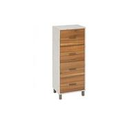Meuble de rangement à 4 tiroirs, coloris marron/blanc - Longueur 40 x Profondeur 30 x Hauteur 97,5 cm - -