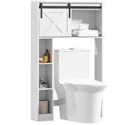 HOMCOM Meuble WC Dessus de Toilette Salle de Bain 80 x 17 x 128 cm Blanc | Armoire de Rangement, Porte Coulissante, Compartiments, Étagère Réglable