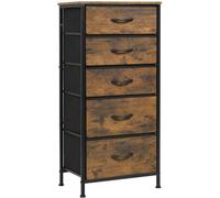 Meuble de rangement au style vintage - Commode à 5 tiroirs - Bois robuste - Structure métallique - Idéal pour la chambre à coucher, le salon ou l'entrée - 45,5 x 95,5 x 30 cm - Couleur vintage