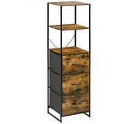 Meuble de rangement avec šŠtagššres et 3 tiroirs en tissu pliables amovibles, style industriel, dim. 44L x 40l x 155H cm