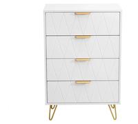 Meuble de rangement avec tiroirs - Petite commode - Commode - Armoire de rangement - Armoire avec 6 tiroirs - Blanche avec des accents dorés