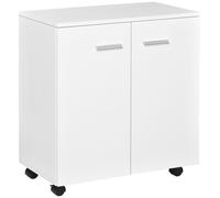 Meuble de Rangement Buffet bas sur roulettes avec 2 Portes šŠtagššre Interne pour salon, chambre, bureau 60 x 35 x 65 cm Blanc