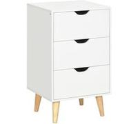 HOMCOM Commode 3 tiroirs meuble de rangement style scandinave pieds biseautés en bois - 40 x 35 x 68,5 cm - blanc
