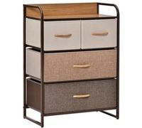 HomCom Commode 4 tiroirs en tissu – acier – 58×29×78,5 cm – Multicolore