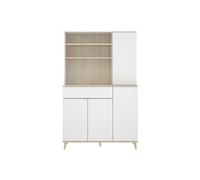 Meuble de rangement coloris blanc/naturel - Longueur 119 x Profondeur 40 x Hauteur 188 cm --