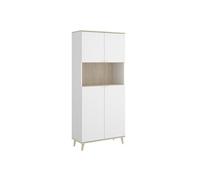 Meuble de rangement coloris blanc/naturel - Longueur 79 x Profondeur 40 x Hauteur 188 cm --