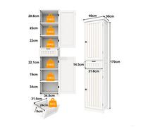 Meuble de rangement cuisine colonne 170 cm 2 portes 1 tiroir avec 4 étagères réglables MDF blanc ORVRYN