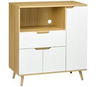 Meuble de rangement cuisine pour micro-ondes - HOMCOM - 1 tiroir, 2 placards, une étagère - 90 x 40 x 98,5 cm - bois et blanc