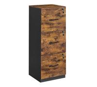 Meuble de Rangement de Document, 3 Tiroirs Verrouillables, Rail de Suspension Réglable, Marron Rustique et Noir