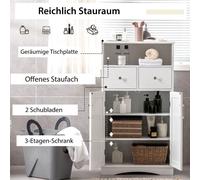 Meuble de rangement de salle de bain, sur pied, 2 portes, 60 x 30 x 108 cm, blanc