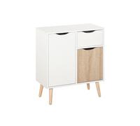 HOMCOM Buffet Meuble de Rangement Design Scandinave Blanc Chêne Clair | 2 Placards, Tiroir Coulissant, Bois