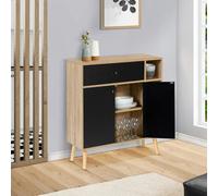 IDMarket Meuble de rangement EMMIE scandinave bois et noir avec placard et tiroir
