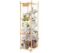 Meuble de rangement en bois Azomor pour doudous, avec un design à trois niveaux et des roulettes