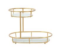 Meuble de rangement en métal doré avec 2 étagères 36x22,5x27 cm