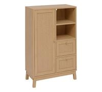 Meuble de rangement en rotin 2 tiroirs et 1 porte CANE - Marron