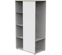 Meuble de rangement enfant - En bois blanc et chant bois - Avec étagères et penderie - Babyprice First
