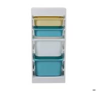 Meuble de rangement enfant GINGER HOME - étagère blanche avec 4 bacs amovibles, meuble Montessori jouets et livres