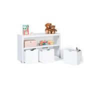 IDMarket Meuble de rangement enfant MANA en bois blanc 3 tiroirs cubes sur roulettes