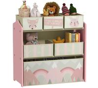 Meuble de rangement enfant ZONEKIZ avec 6 boîtes amovibles en tissu non tissé, Organisateur de jouets, étagère 63L x 30l x 66H cm