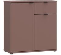 Meuble de rangement - GANYMEDE - 2 portes - 1 tiroir - Terracotta - 80,1 x 34,1 x 82,3 cm