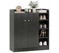 HomCom Meuble à chaussures 4 compartiments placard double porte étagère réglable 83x30x90 cm noir