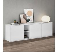 Mai & Mai Meuble de Rangement Buffet Commode Meuble TV Blanc Mat 180cm | Casier de Rangement, 3 Portes et 2 Compartiments Modulables, Placard Salon Salle à Manger, 180x36x52,6cm, SR02
