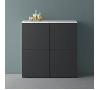 Meuble de Rangement - MAI & MAI - SR04 - Blanc Mat + Gris Noir Mat - Contemporain - 100x36,4x98 cm