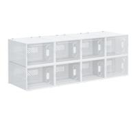 Meuble de rangement modulable 8 cubes empilables - HOMCOM - meuble à chaussures, vêtements, livres, jouets - blanc et transparent