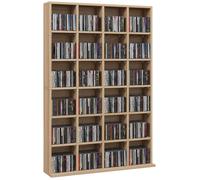 Meuble de rangement multimédia 456 CD/ 336 DVD - HOMCOM - bibliothèque en bois avec étagères réglables - 89 x 130,5 cm bois naturel