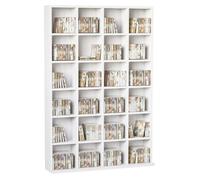 Meuble de rangement multimédia 456 CD/ 336 DVD - HOMCOM - bibliothèque en bois avec étagères réglables - 89 x 130,5 cm - blanc