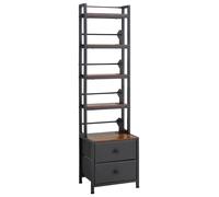 Meuble de rangement multimédia, étagère à DVD à 4 niveaux avec tiroirs, 40 x 30 x 143,5 cm. Meuble de rangement multimédia pour CD, DVD, livres et jeux, meuble à CD pour le salon ou le bureau à domici