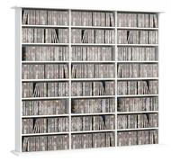 Meuble de rangement multimédia - HOMCOM - 1032 CDs/594 DVDs, 24 compartiments 18 étagères réglables - bois - 145x24x126,3cm - blanc