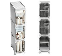 Meuble de rangement pliable fin pour salle de bain, ABS, étanche, autonome, étroite, avec porte à joint magnétique, étagères amovibles et roues verrouillables, unité de rangement portable peu
