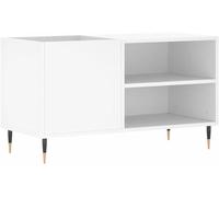 Meuble de rangement pour disques en bois, blanc, dimensions 85x38x48 cm. Style vintage, avec pieds en métal. Meuble de rangement pour vinyles, idéal pour les disques et les platines. Étagère pour disq