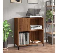 Meuble de rangement pour disques, imitation chêne, 84,5 x 38 x 89 cm, fabriqué en panneaux de particules, avec façade en vinyle. Étagère pour disques vinyles avec espace de rangement et plateau supéri