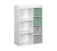 sweeek - Meuble de Rangement pour Enfant avec 7 Compartiments. 2 paniers Verts et 2 paniers Gris en Velours