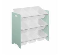 Meuble de rangement pour enfant avec 9 casiers. vert céladon - Tobias - MDF décor bois naturel. 64x29.5x60cm