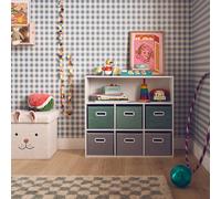 Meuble De Rangement Pour Enfant Camille Avec 7 Compartiments Et 6 Paniers En Velours Vert TU