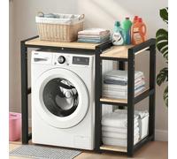 Meuble de Rangement pour Machine à Laver à Tambour, meuble machine laver et seche linge, avec pieds antidérapants et silencieux, pour salle de bain, buanderie ou balcon(Black)