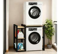 Meuble De Rangement Pour Machine À Laver À Tambour, Rangement Machine A Laver Avec Cadre Latéral, 3 Hauteurs Réglables, Capacité Charge 300kg Pour Buanderie Cuisine Balcon(Black)